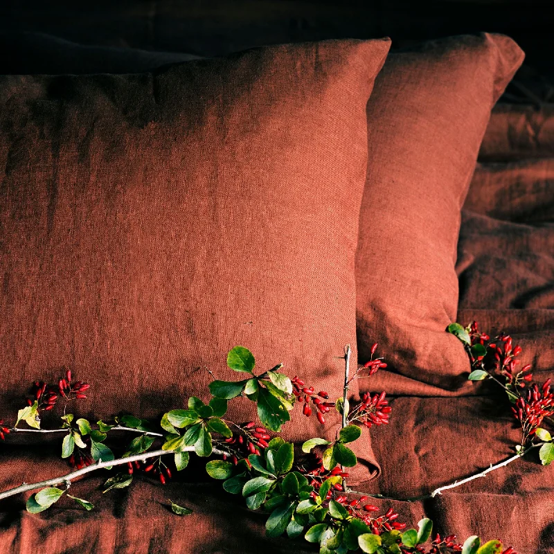 One-Day Sale Linen Pillow Case in Uluru Red/ Terracotta color