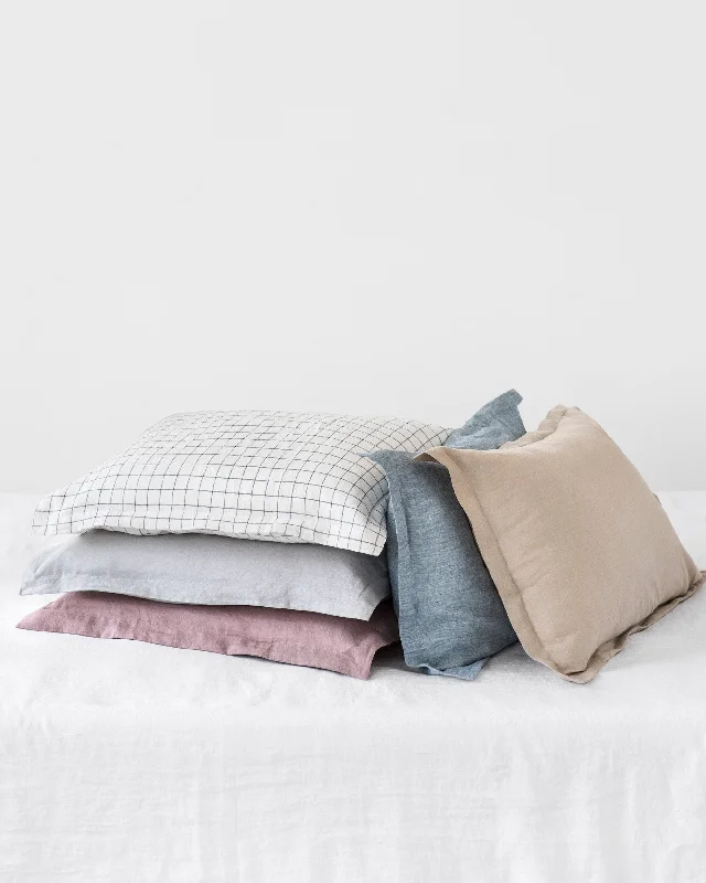 Buy More, Save More Linen pillow sham in Charcoal grid