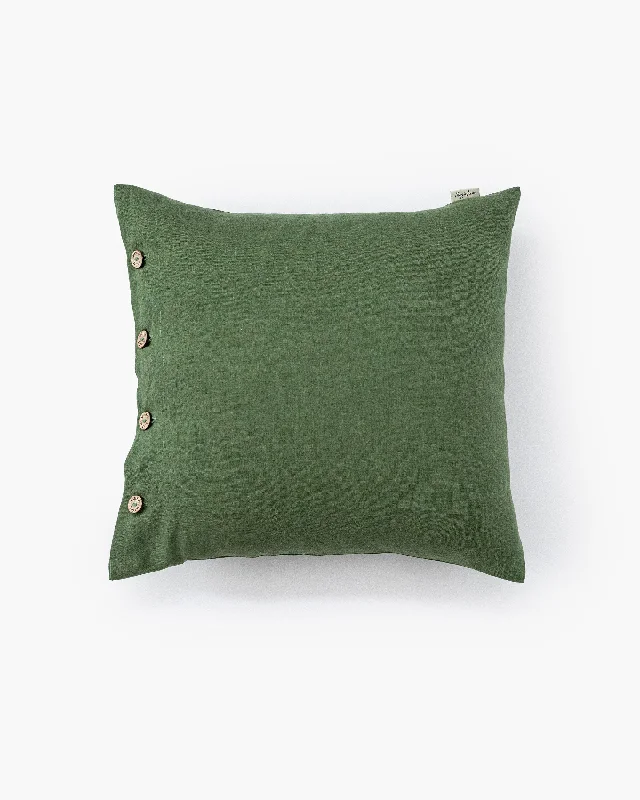 Weekend Deal Rush Linen pillowcase with buttons in Forest green