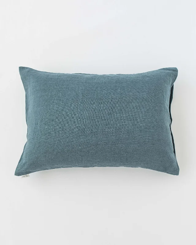 Mega Sale Linen pillowcase with buttons in Gray blue