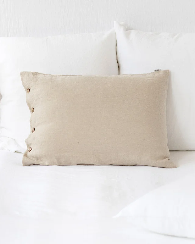Weekend Deals Galore Linen pillowcase with buttons in Natural linen