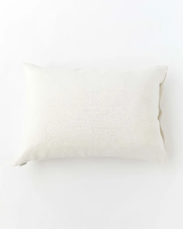 Weekend Sale Day Linen pillowcase with buttons in White