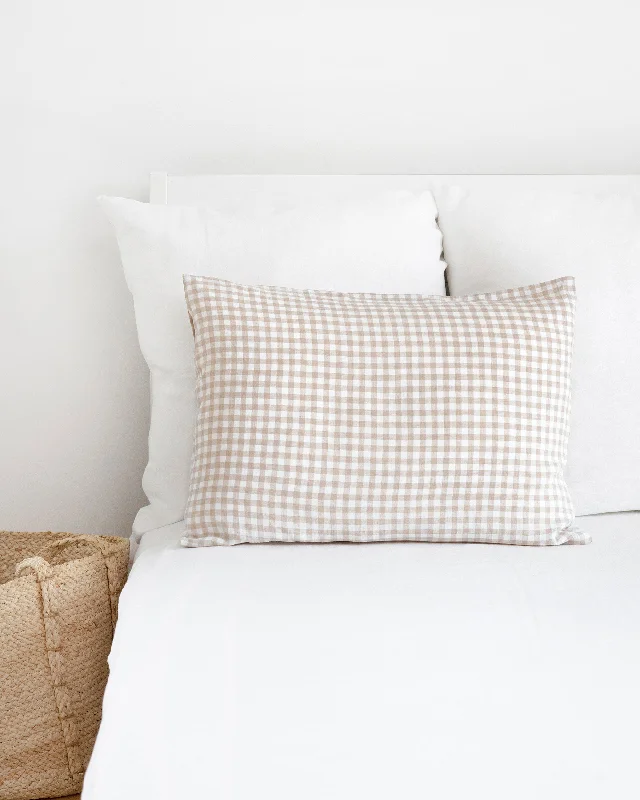 Today Only Natural gingham linen pillowcase