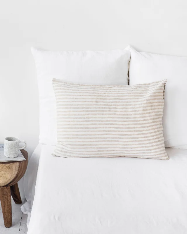Weekend Shopping Deals Galore Striped in natural linen pillowcase