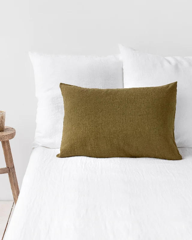 Weekend Offers You Love Olive green linen pillowcase