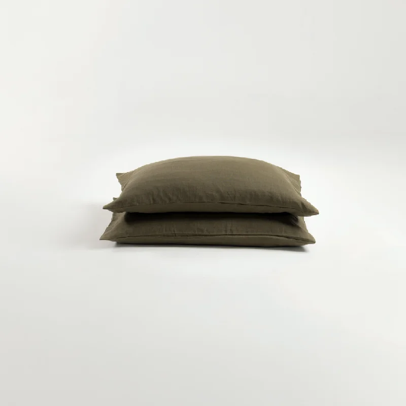 Flash Sale Olive Linen Pillowcases Set (2 pcs)