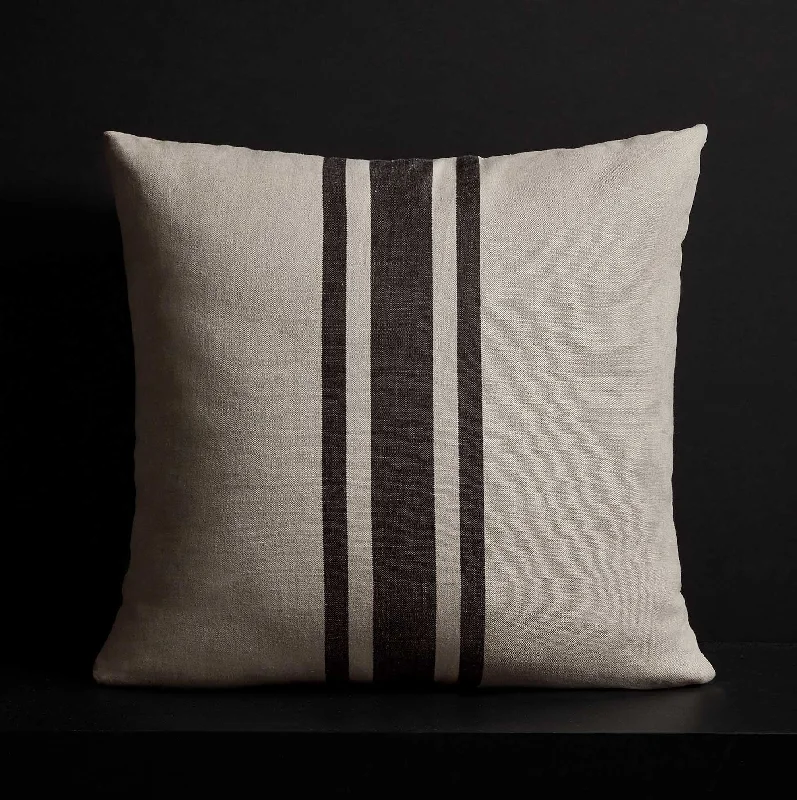 Grab It Now Patio Striped Linen Euro Pillow - Souris/Black Stripes