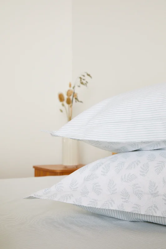 Mega Discounts Pearl Green Fern Ticking Oxford Pillowcase