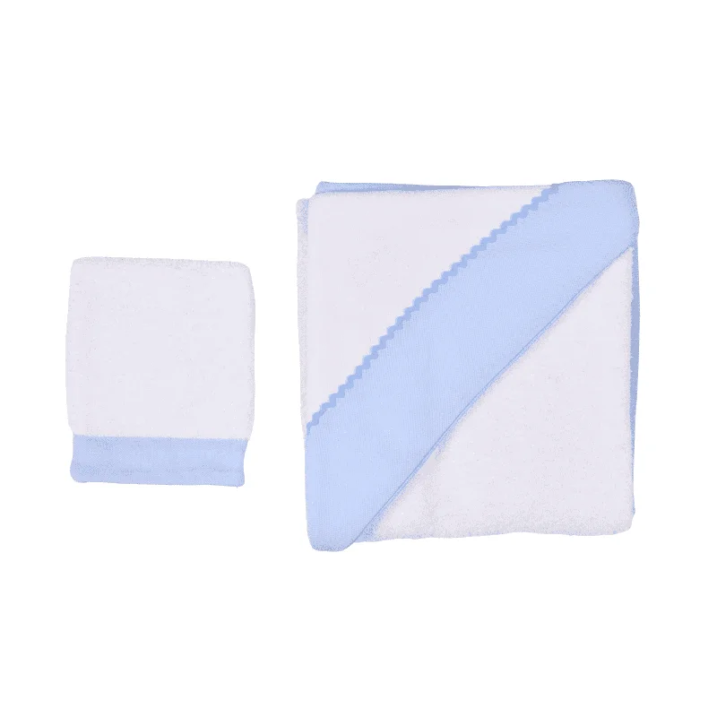 Exclusive Online Offers Bebe Sweeny PETIT MARIN | White & Blue Hooded Towel & Washcloth (2) Exclusive Online Offers Bebe Sweeny PETIT MARIN | White & Blue Hooded Towel & Washcloth (2)