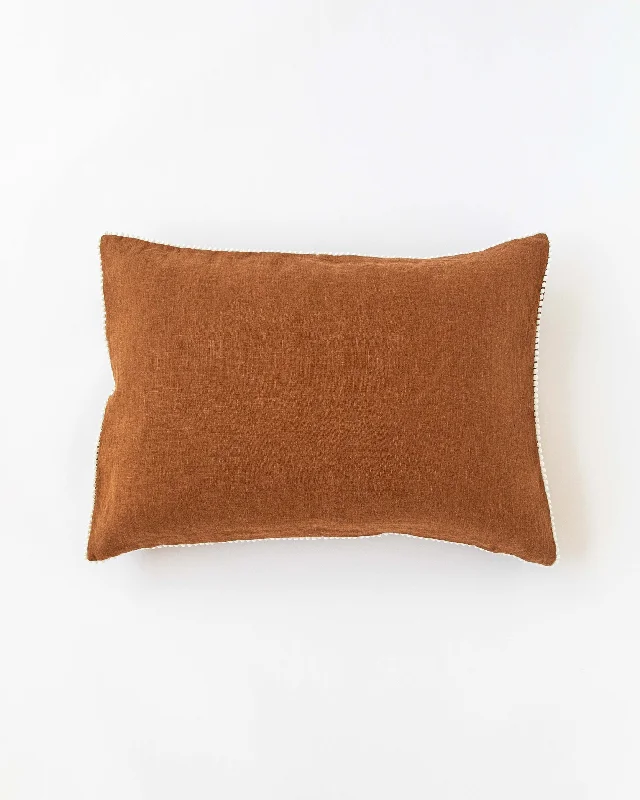 Massive Sale Event Pom pom trim linen pillowcase in Cinnamon