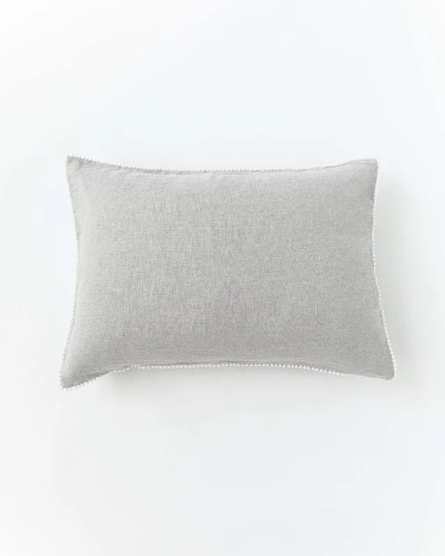 Hurry, Don’t Miss Out Pom pom trim linen pillowcase in Light gray