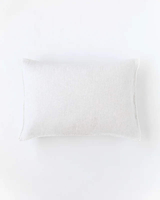 Weekend Shop Now Pom pom trim linen pillowcase in White