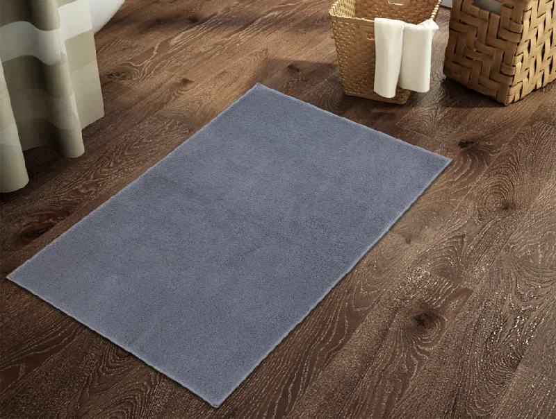 Weekend Steals Anti Skid Gunmental Grey Drylon Large Bath Mat - Raang By Welspun