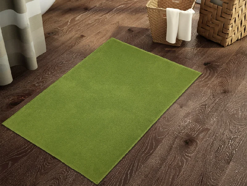 Weekend Savings Mania Anti Skid Green Drylon Large Bath Mat - Raang By Welspun
