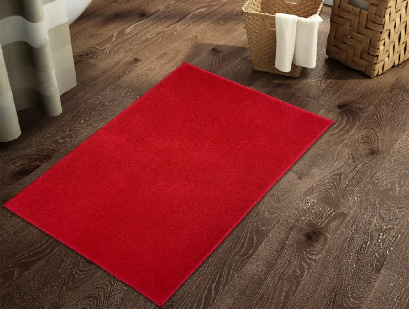 Weekend Bargain Bonanza Anti Skid Red Drylon Large Bath Mat - Raang By Welspun
