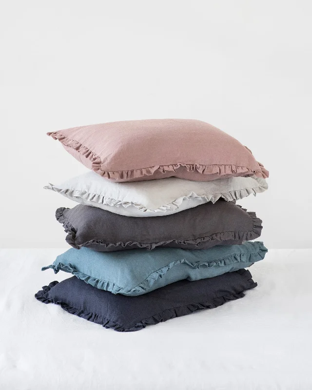 Big Savings Ruffle trim linen pillowcase in Woodrose