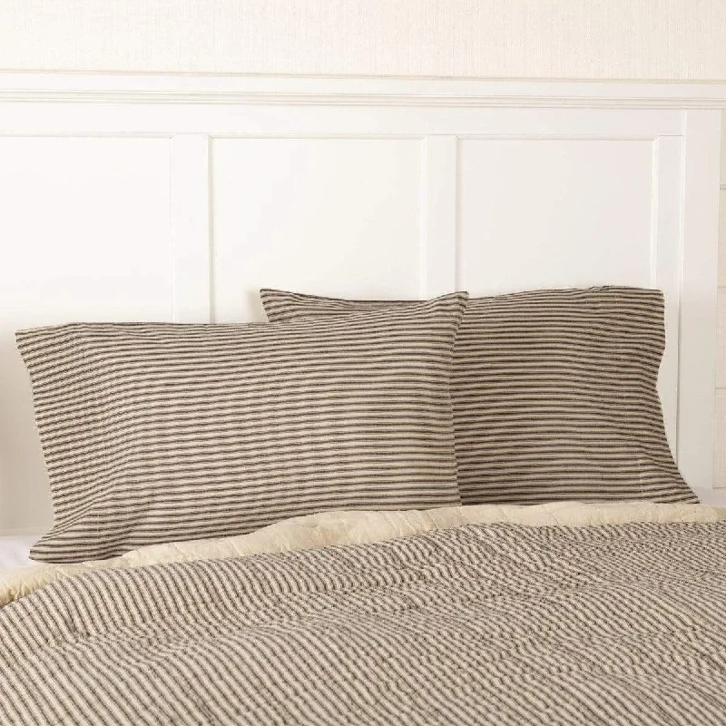 Weekend Bargain Deals Sawyer Mill Charcoal Ticking Stripe Pillow Case Set