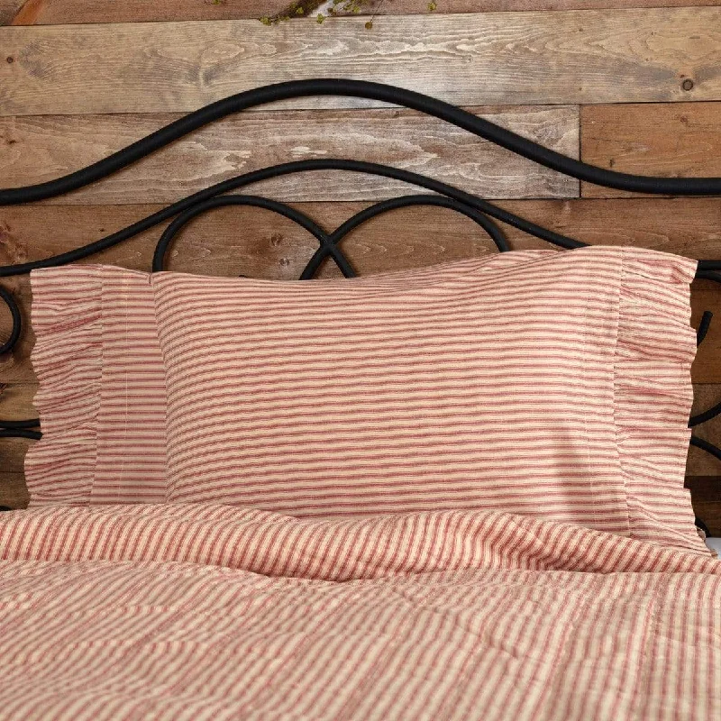 Weekend Markdowns Sawyer Mill Red Ticking Stripe Pillow Case Set