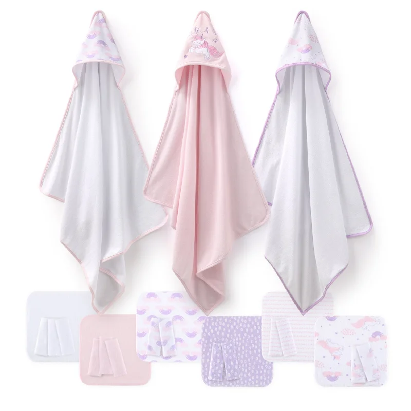 Shop & Get More The Peanutshell Unicorn Rainbow 23-Piece Baby Bath Towel Set in Pink/Purple/White Shop & Get More The Peanutshell Unicorn Rainbow 23-Piece Baby Bath Towel Set in Pink/Purple/White
