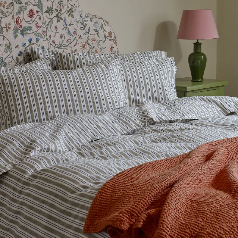Limited-Time Flash Deal Thyme Somerley Stripe Linen Blend Pillowcases (Pair)