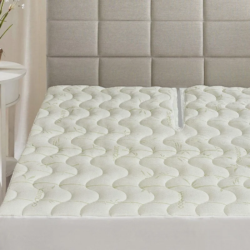 Flash Shopping Deal Top Split Cal-King ( Flex Calking ) Waterproof Bamboo Jacquard Mattress Pad