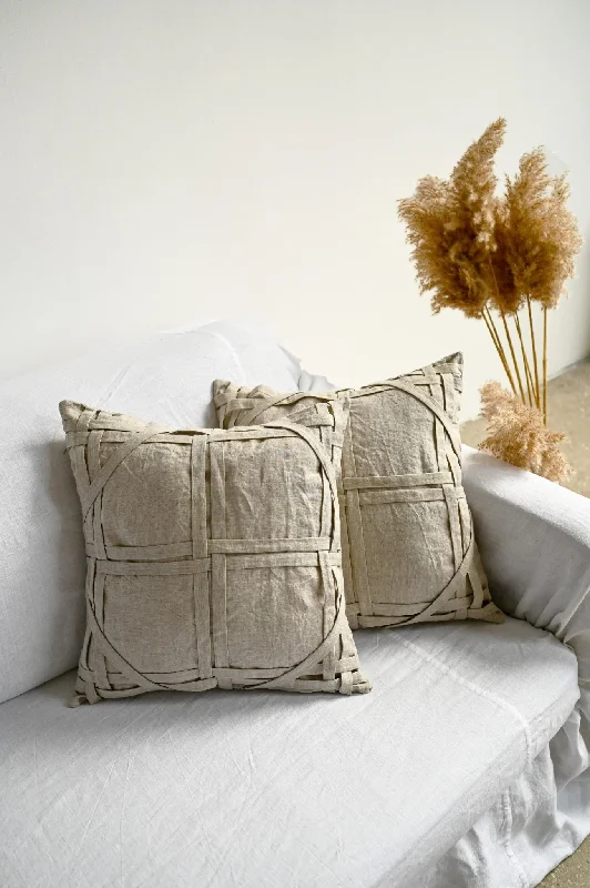 Massive Savings Event Undyed pillowcase with fabric stripes