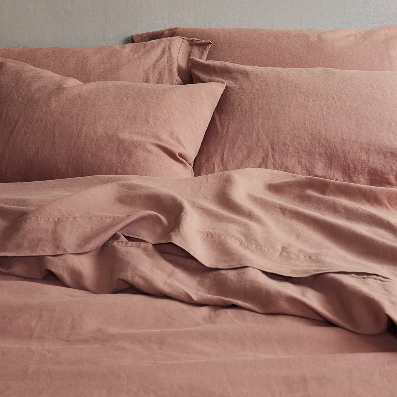 Price Cut Alert Warm Clay Linen Blend Pillowcase (Pair)