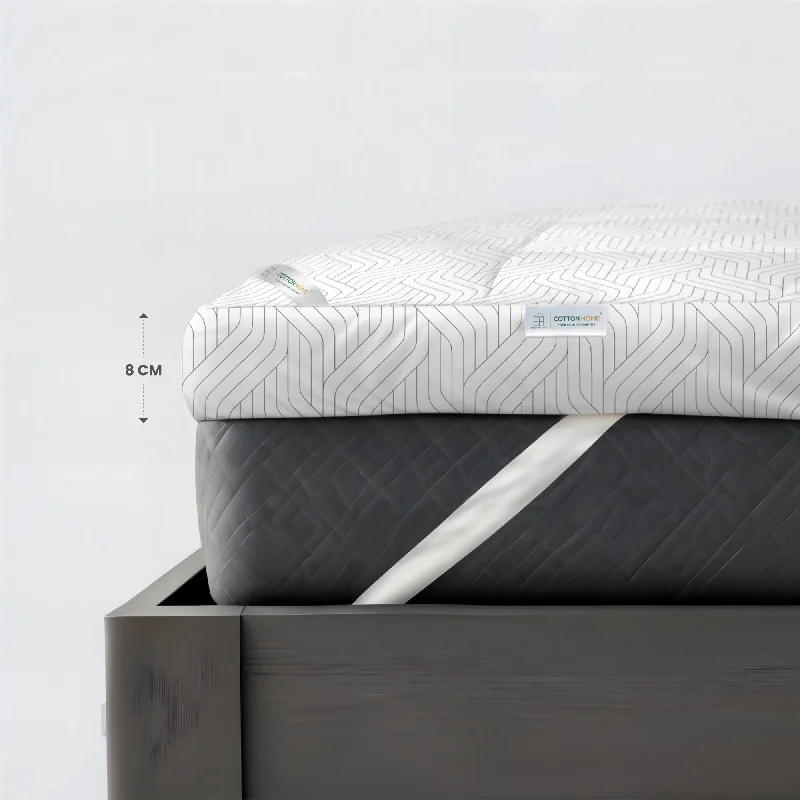 Weekend Clearance Frenzy White And Grey Geometric Mattress Topper with 2 Pillow Cover - Queen Size 160x200+8cm Weekend Clearance Frenzy White And Grey Geometric Mattress Topper with 2 Pillow Cover - Queen Size 160x200+8cm