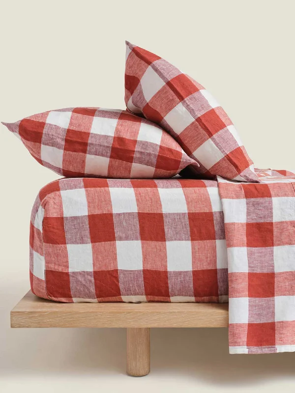 Hurry, While Stocks Last 100% Linen Fitted Sheet in Paprika