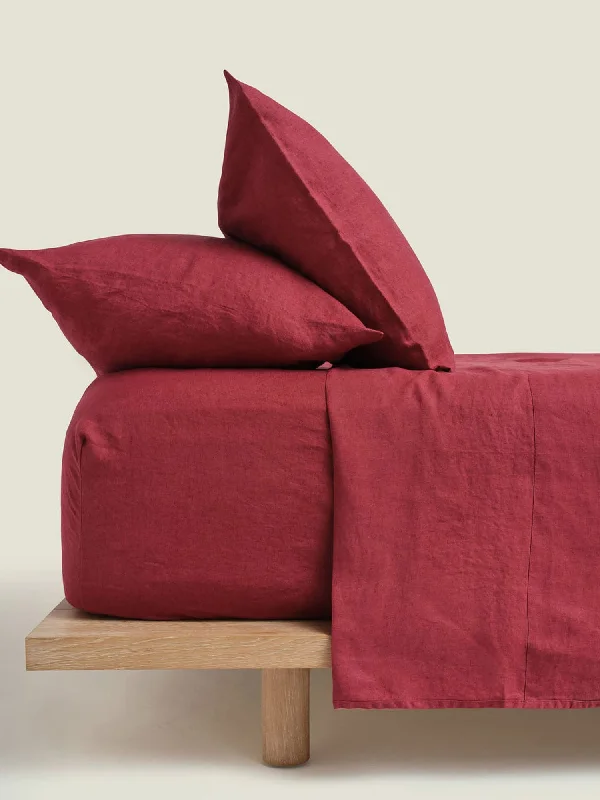 Best Deal of the Day 100% Linen Fitted Sheet in Pinot