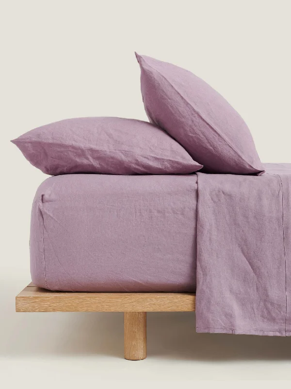 Grab It Now 100% Linen Fitted Sheet in Violet