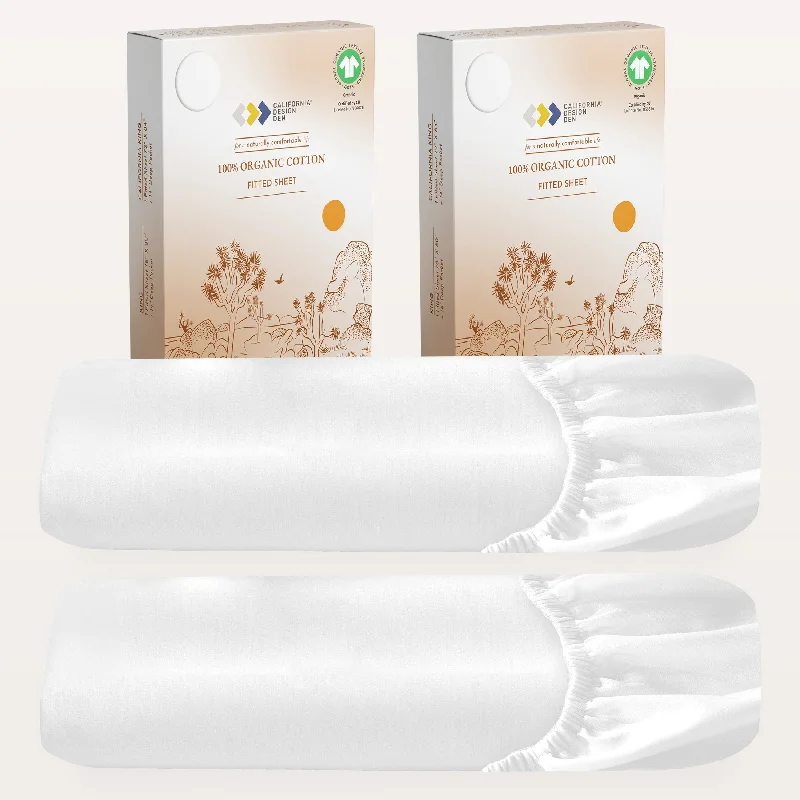 Big Discount Event 2-Pack Fitted Sheets Only - 100% Organic Cotton Percale
