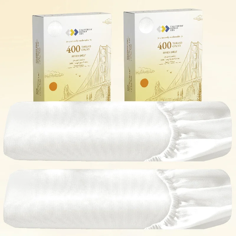 Savings Galore 2-Pack Fitted Sheets Only - 400 Thread Count 100% Cotton Sateen - Dream Comfort Savings Galore 2-Pack Fitted Sheets Only - 400 Thread Count 100% Cotton Sateen - Dream Comfort