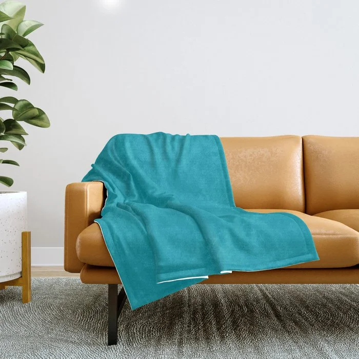 Last Chance Sale Aqua Solid Color Pantone Peacock Blue 16-4728 Accent to Color of the Year 2021 Throw Blanket Last Chance Sale Aqua Solid Color Pantone Peacock Blue 16-4728 Accent to Color of the Year 2021 Throw Blanket