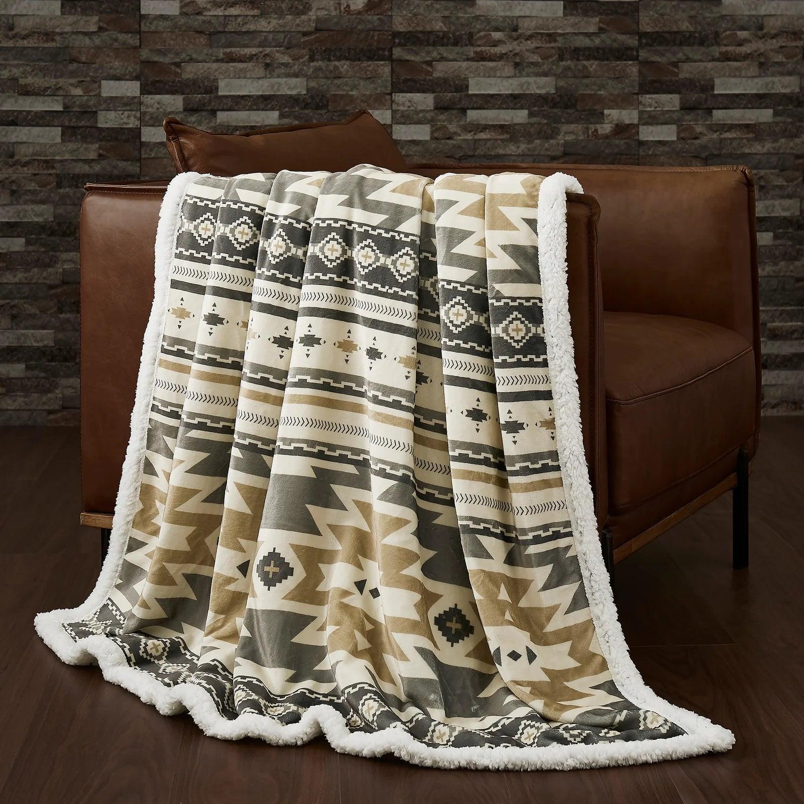 Weekend Shopping Fiesta Aztec Stone Sherpa Throw