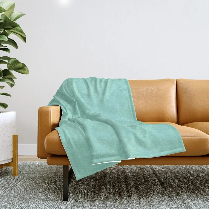 Weekend Deal Fever Beach Glass Green-Blue Solid Color PANTONE 13-5412 2022 Summer Trending Shade - Hue - Colour Throw Blanket Weekend Deal Fever Beach Glass Green-Blue Solid Color PANTONE 13-5412 2022 Summer Trending Shade - Hue - Colour Throw Blanket