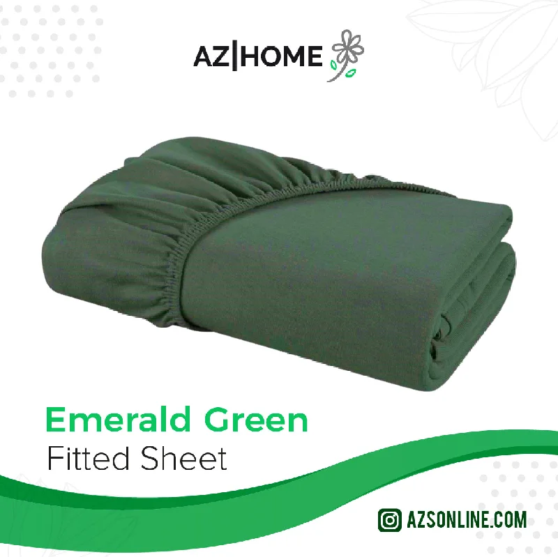 Weekend Big Discount Event Bed Fitted Sheet Jersey-Emerald Green