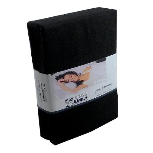 Shop & Save Black Single Flannelette Fitted Sheet 12" Extra Deep Fully Elasticated