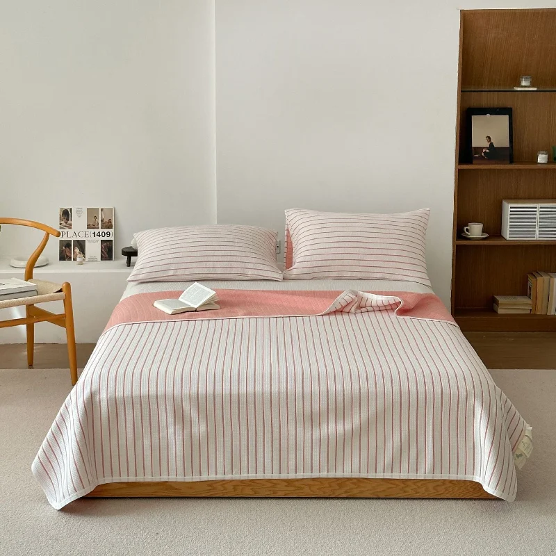 Weekend Super Sale Frenzy Breathable Pastel Knitted Blanket / Pink Stripes