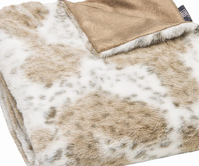 Massive Sale Event Brown & White Spotted Faux Fur Blanket