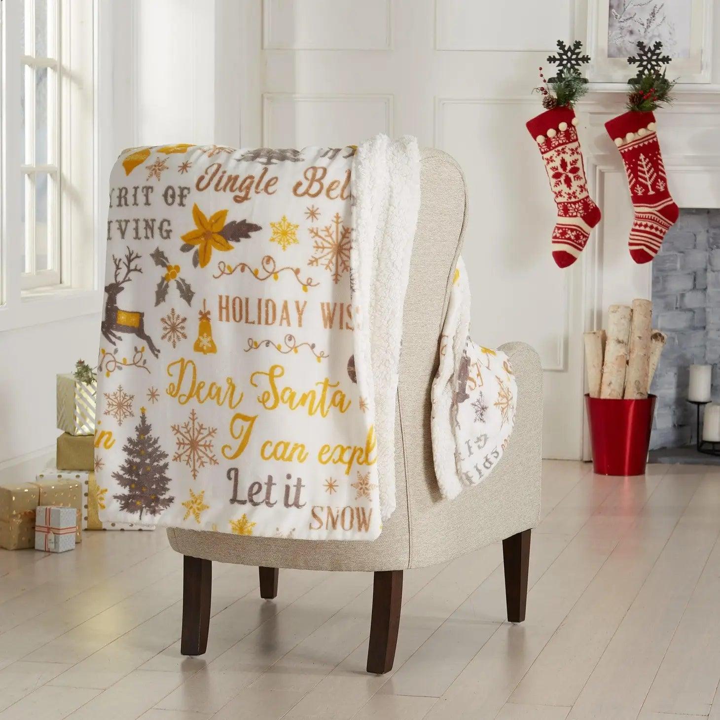 Exclusive Weekly Sale Christmas Carol Sherpa Throw Blanket