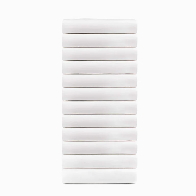 Clearance Event Cotton Rich White Percale Hotel Quality Fitted Bed Sheets, Set of 3, 6, 12