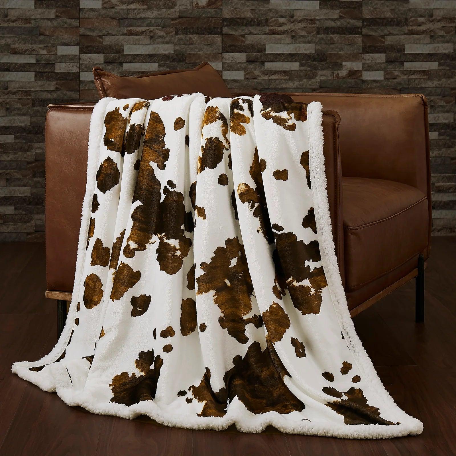 Weekend Flash Offers Cowhide Print Sherpa Throw