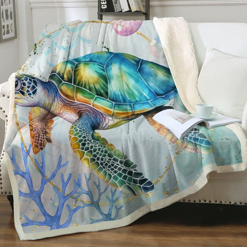 Weekend Flash Discount Dreamy Sea Turtle Soft Sherpa Blanket