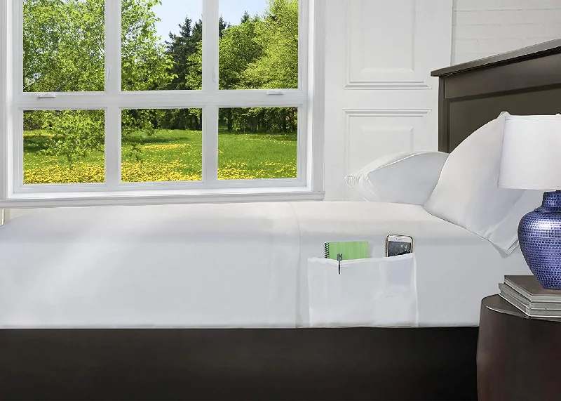 Offer Ending Soon White Fitted Sheet with Storage Pockets 12" Extra Deep 200 Tc