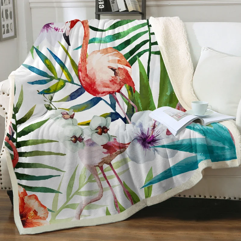 Weekend Special Sale Flamingo Tropics Sherpa Blanket