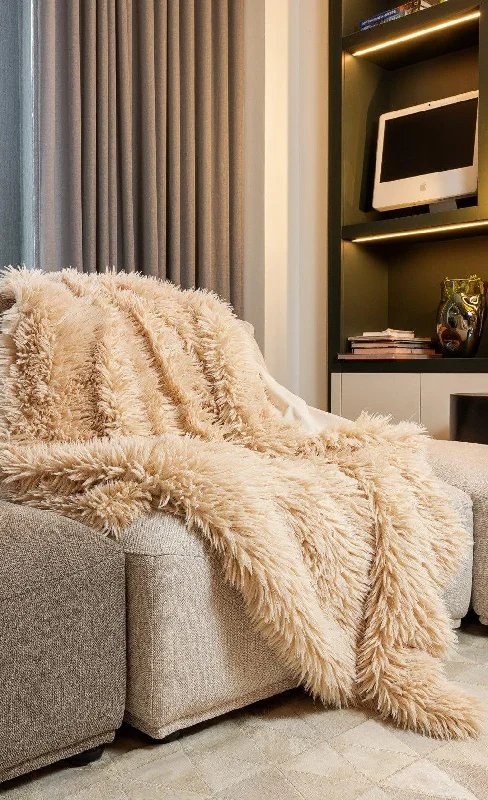 Unseen Savings Flokati Faux Wool Throw Blanket