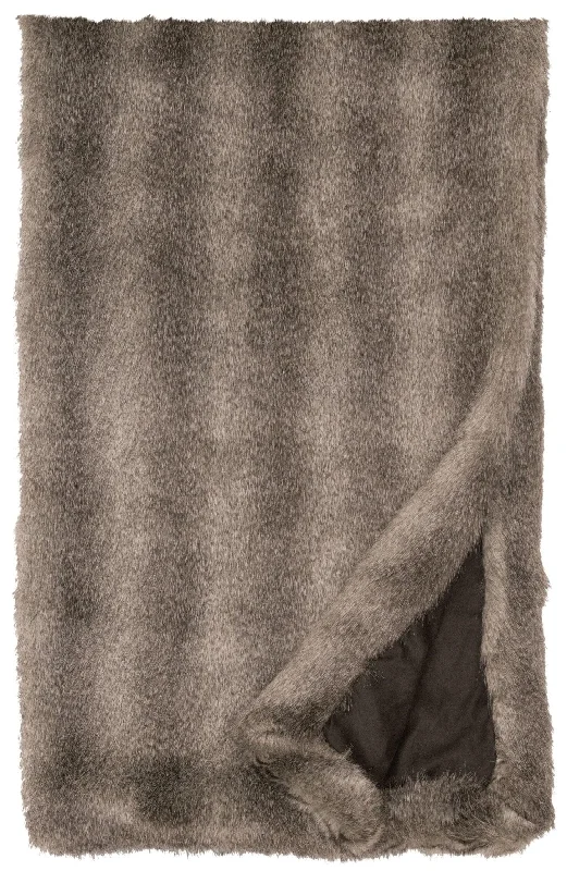 Price Slash Grey Fox Faux Fur Throw Blanket