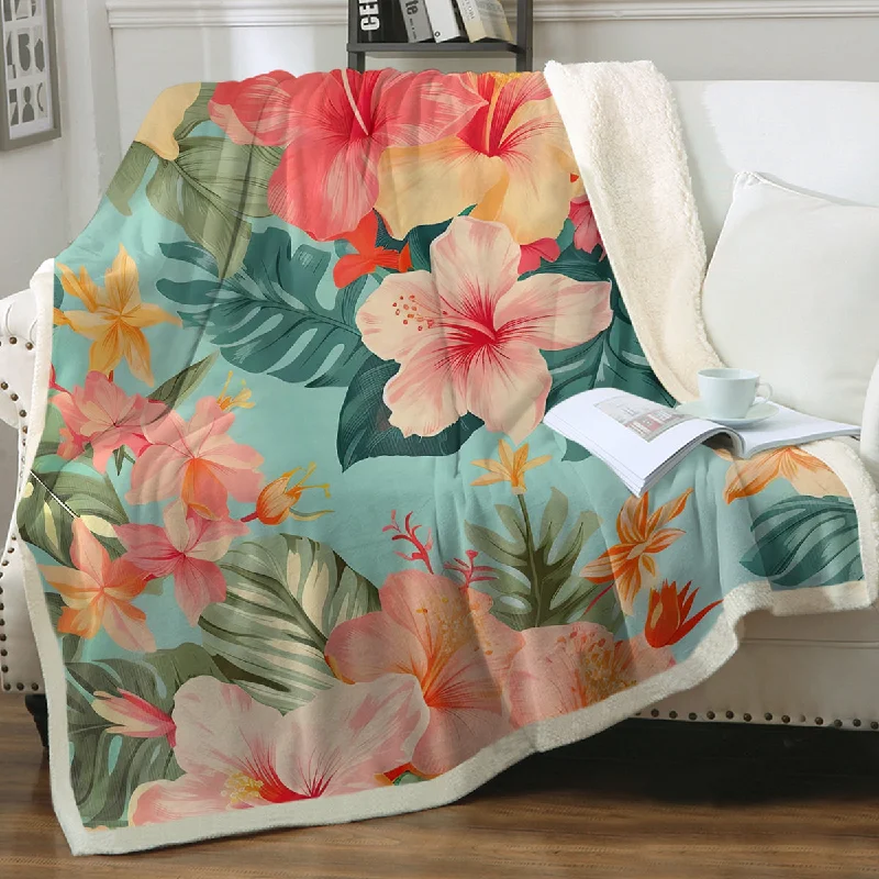 Weekend Price Drop Event Hibiscus Passion Soft Sherpa Blanket