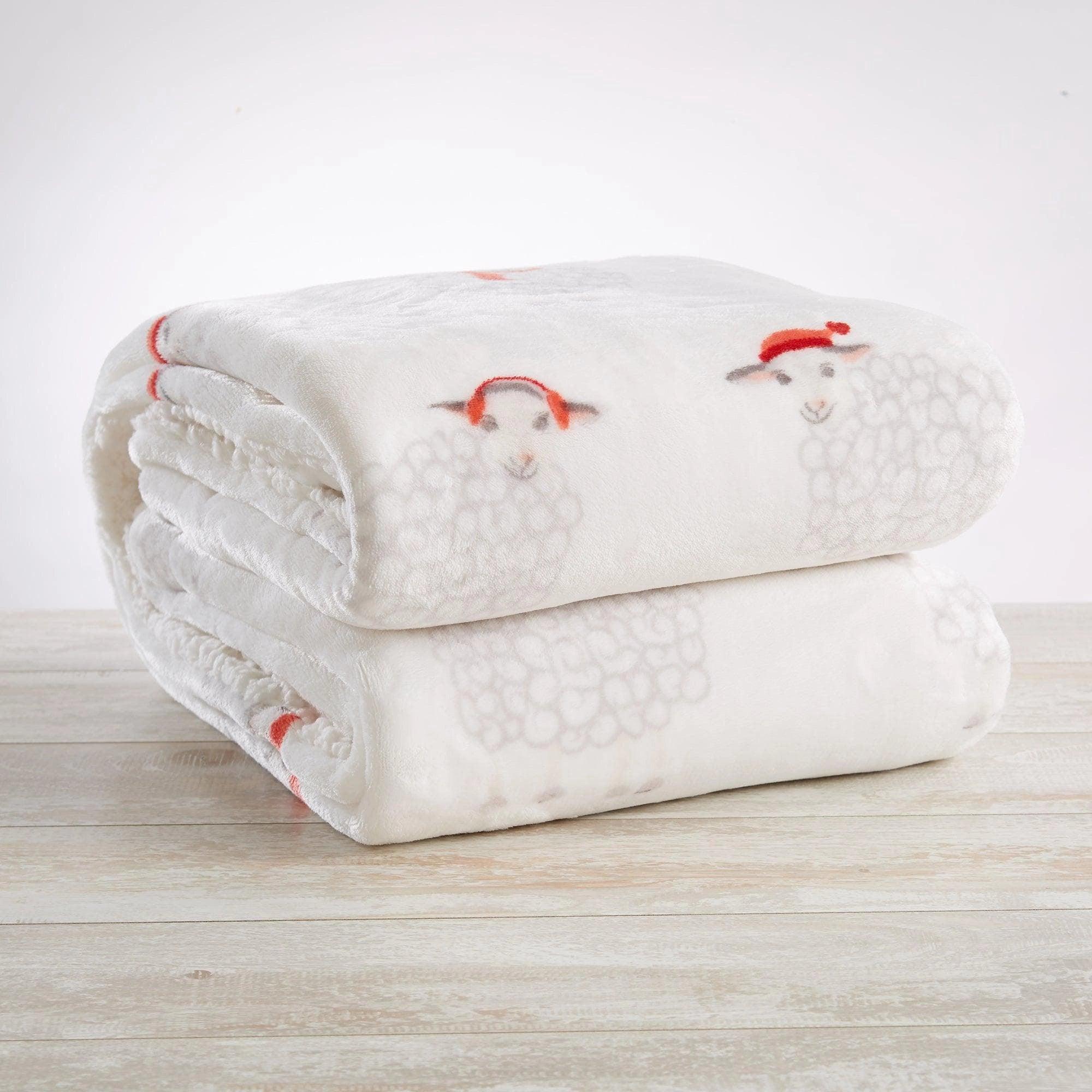Unbeatable Flash Deals Holiday Sheep Sherpa Throw Blanket